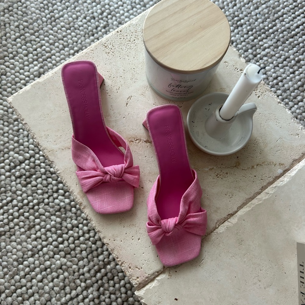 Princess Polly Pink Bow Slide Sandals